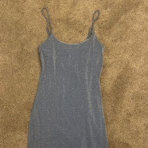 Lucy in the Sky Glittering Gray Strapless Dress